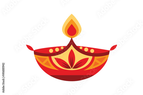 Decorative Diwali Oil Lamps and Hanging Festive Diya vector Design