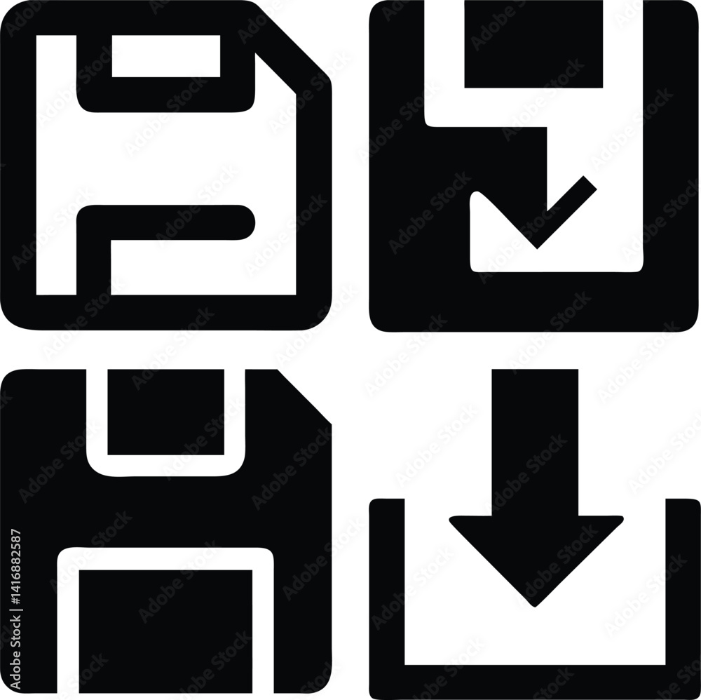 Save icon Vector Silhoette Bundle Set Collection Save icon Vector Silhoette Bundle Set Collection