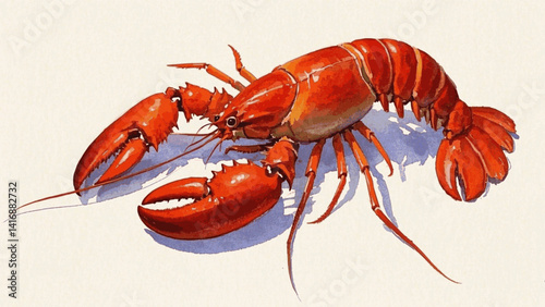 Crimson clawflow lobster isolated watercolor vector illustration svg  