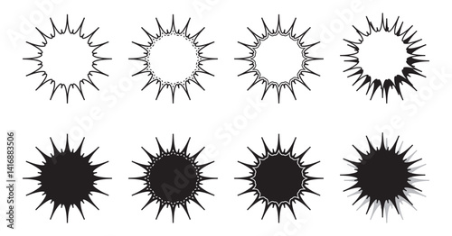 シンプルなギザギザした形 吹き出し セット