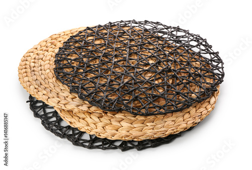 Set of wicker mats isolated...
