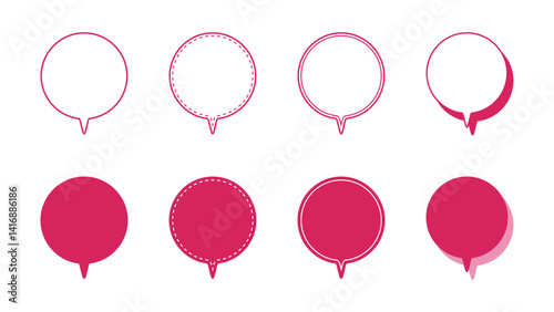 シンプルな丸形の下向き 吹き出し セット