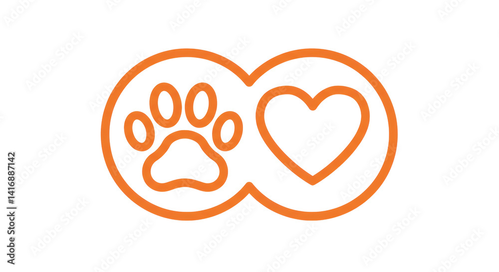 Isolated Paw Print and Heart Symbol Infinity Loop Isolated Paw Print and Heart Symbol Infinity Loop
