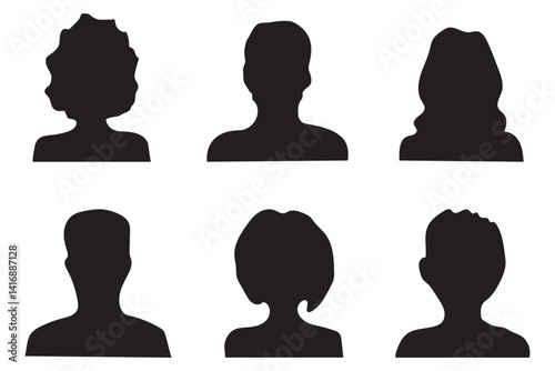 Men and women avatars set. Male and female silhouettes abstract people. User profiles badges. Unknown or anonymous persons. Vector illustration
