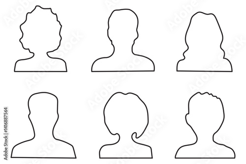 Men and women avatars set. Male and female silhouettes abstract people. User profiles badges. Unknown or anonymous persons. Vector illustration