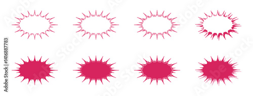 シンプルな細長いギザギザした形 吹き出し セット