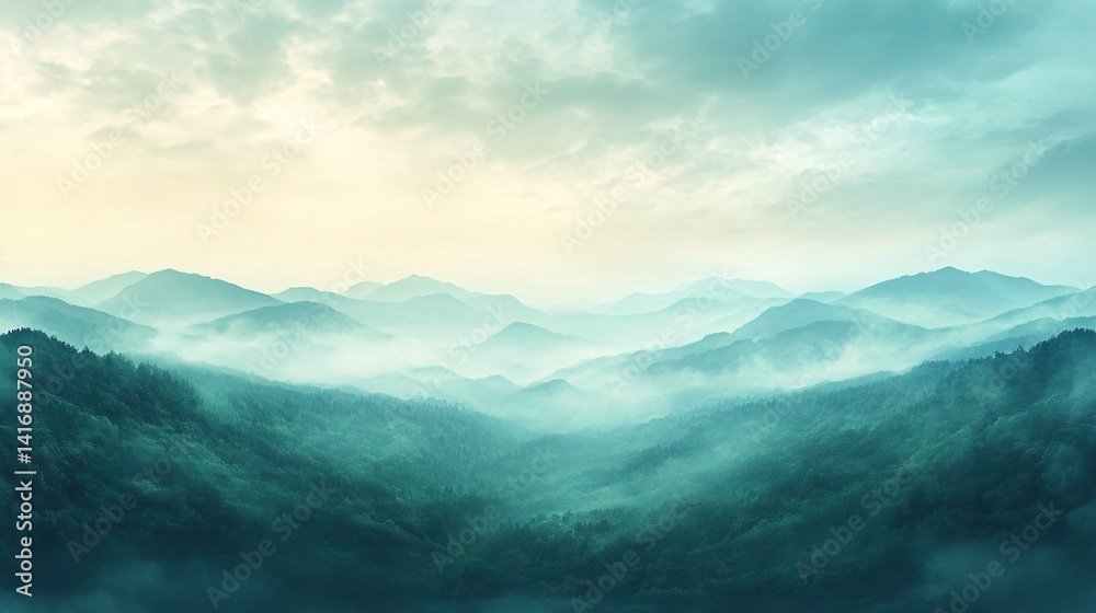 Gradient mesh background in forest green and sky blue
