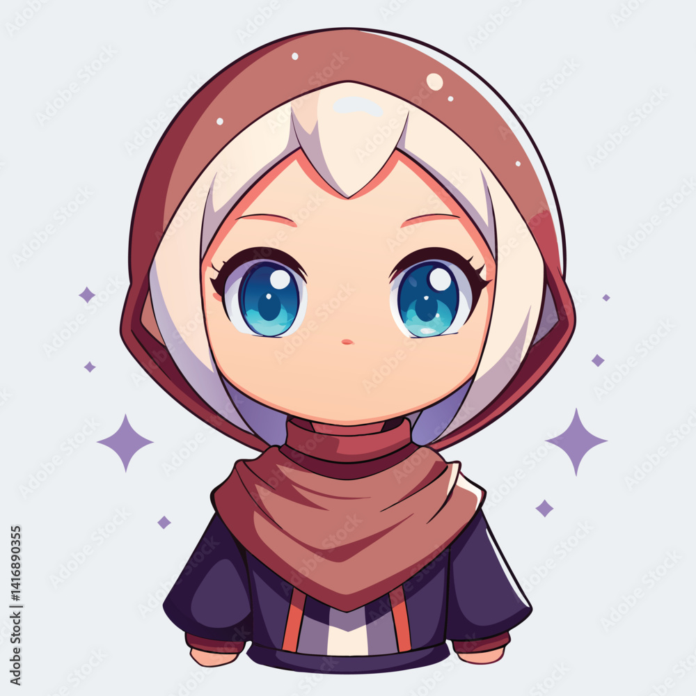 Cute anime girl with a hooded robe Cute anime girl with a hooded robe