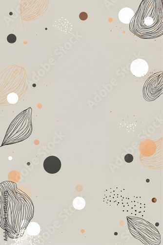 Ethereal Floral Illustration Background: Muted peach and brown flowers with soft green leaves, a subtle botanical digital art illustration on a creamy white background