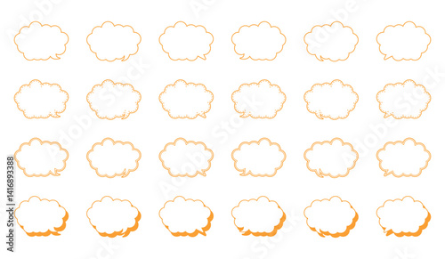 シンプルな丸みのある雲形 吹き出し セット