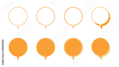 シンプルな丸形の下向き 吹き出し セット