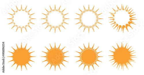 シンプルなギザギザした形 吹き出し セット