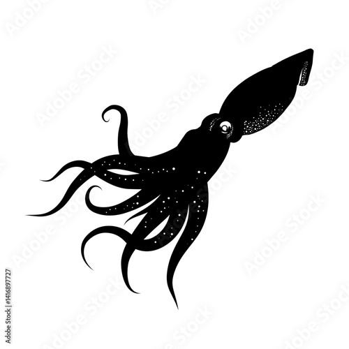 octopus , silhouette of a squid – vector illustration