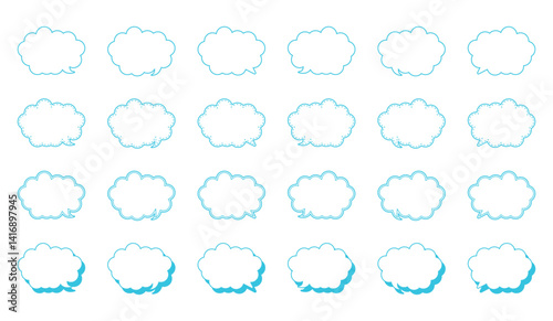 シンプルな丸みのある雲形 吹き出し セット
