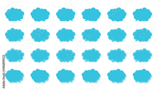シンプルな丸みのある雲形 吹き出し セット