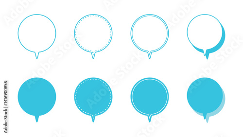 シンプルな丸形の下向き 吹き出し セット