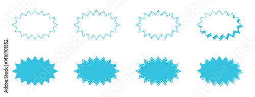 シンプルな細長いギザギザした形 吹き出し セット