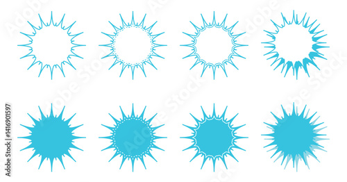 シンプルなギザギザした形 吹き出し セット