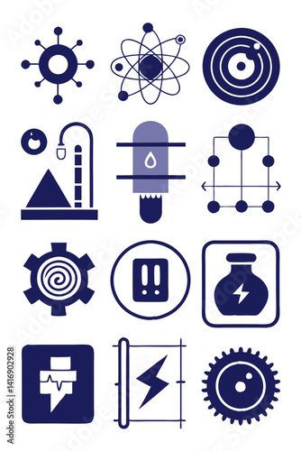 Variety of Conceptual Scientific and Industrial Vector Icons