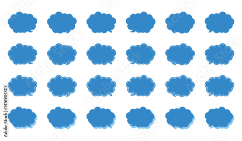 シンプルな丸みのある雲形 吹き出し セット