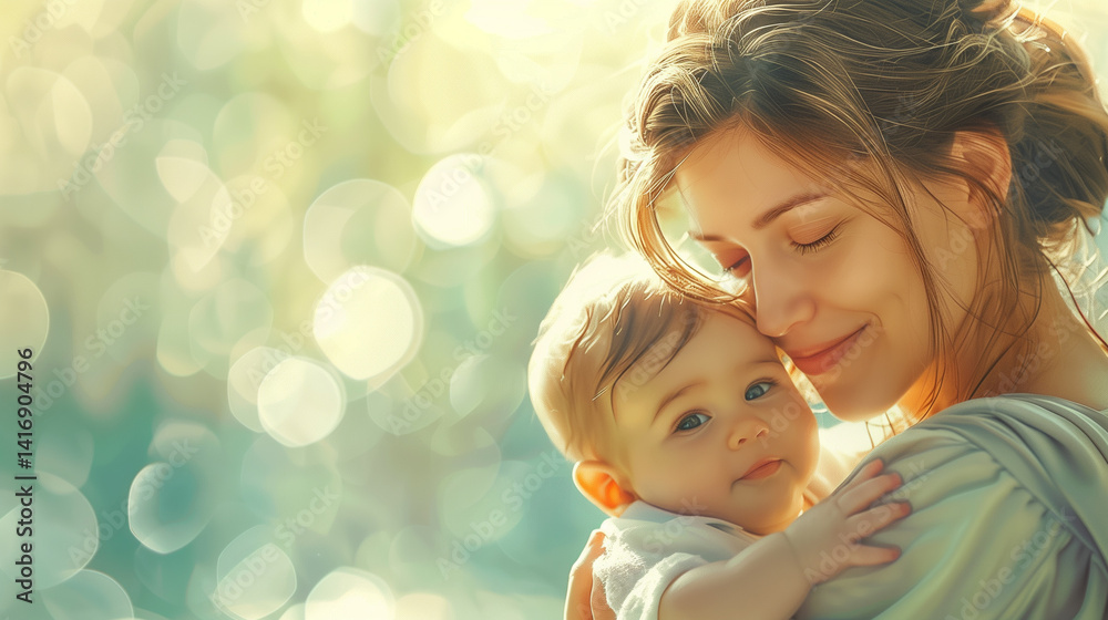 Happy mom with baby. woman holding a newborn baby