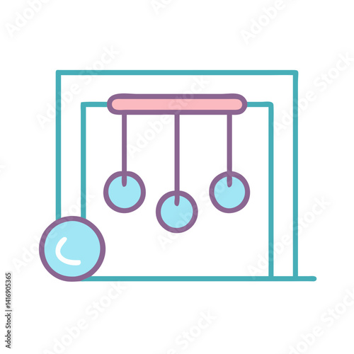 Minimalist Newton's Cradle Illustration with Pastel Colors