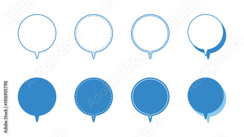 シンプルな丸形の下向き 吹き出し セット