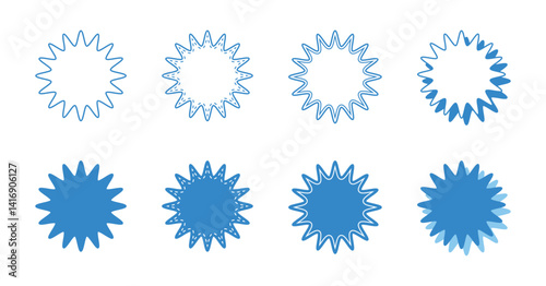 シンプルな丸みのあるギザギザした形 吹き出し セット