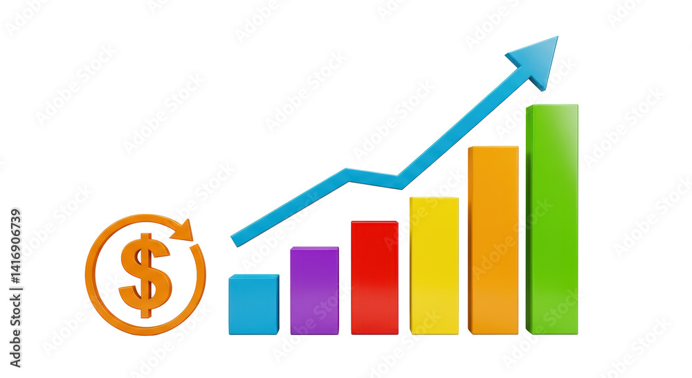 Isolated Financial Growth Chart with Dollar Symbol Isolated Financial Growth Chart with Dollar Symbol