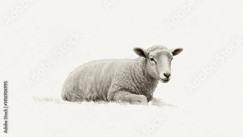 Aqueous flock sheep isolated watercolor vector illustration svg  