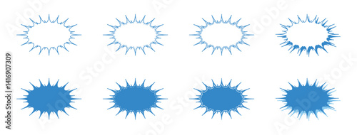 シンプルな細長いギザギザした形 吹き出し セット