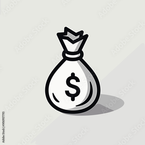 Stylized Money Bag Icon on Neutral Background for Financial Blogs, Investment Websites, Budgeting Resources, and Economic Awareness Content -