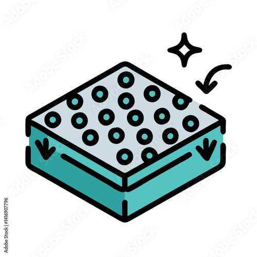 Isometric water absorbent material with circular design pattern