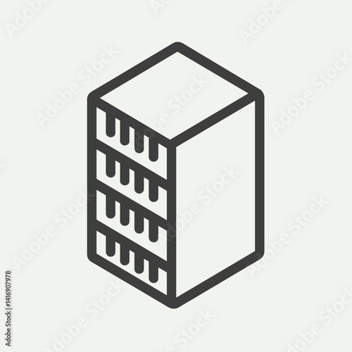 Minimalist Icon of a Storage Unit with Shelves for Website Design, Infographics, Business Presentations, Educational Resources, and Digital Marketing Materials