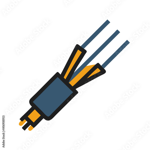 Fiber Optic Cable Icon Vector Illustration on Black