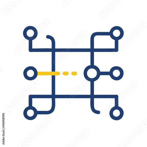Abstract Network Connection Concept with Path Highlighted Route