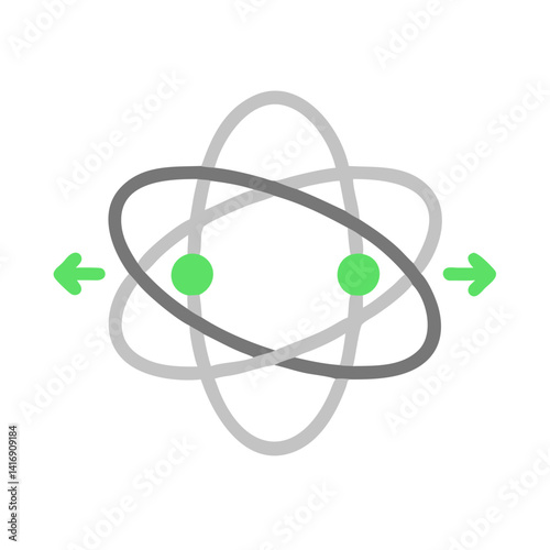 Atomic structure model with arrows on a black background