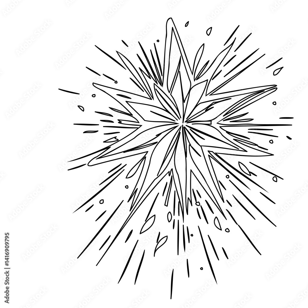 Fototapeta premium Linear Snowflake Pattern for Holiday Decorations