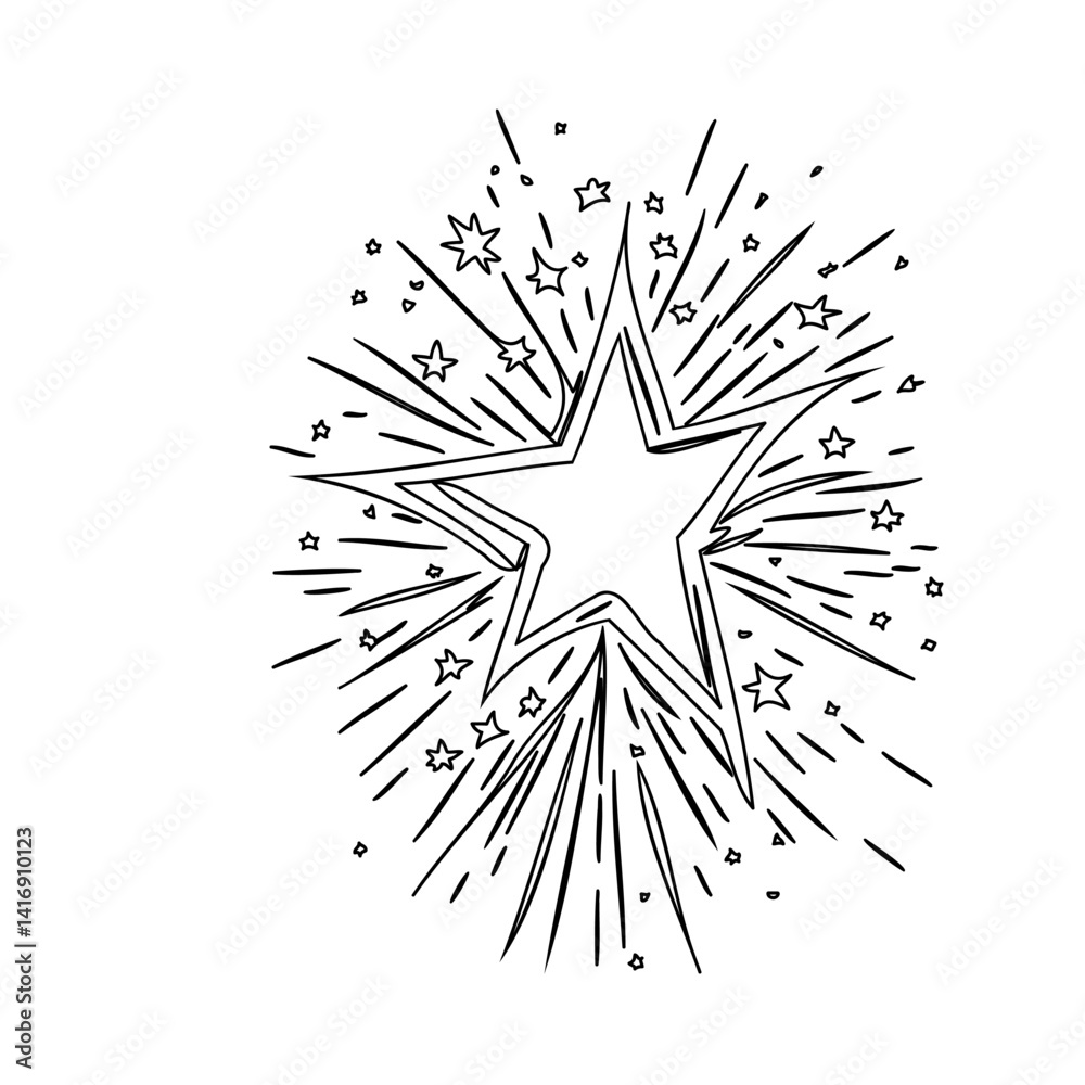 Fototapeta premium Hand-Drawn Shooting Star Burst Vector Design