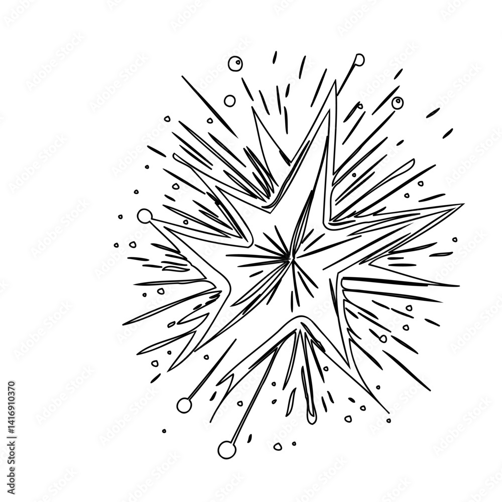 Obraz premium Hand-Drawn Starburst Explosion Graphic Element