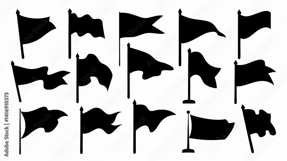 Fototapeta premium set of flag silhouette vector on white background