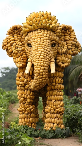 Giant Banana Elephant Artwork Outdoor Creative Sculpture Photography Image