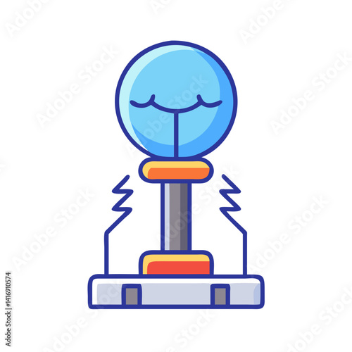 Whimsical Illustration of a Tesla Coil on Black