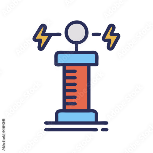 Tesla coil illustration generating electricity on a black background