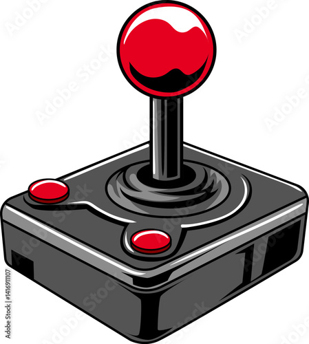 Retro Arcade Controller element isolated in white background illustration