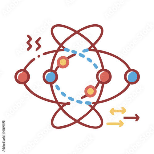Atomic orbital structure displaying chemical bonding and movement