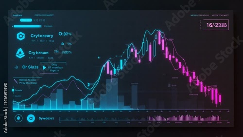 Futuristic Stock Crypto Trading Interface Glowing Trends Dark Mode