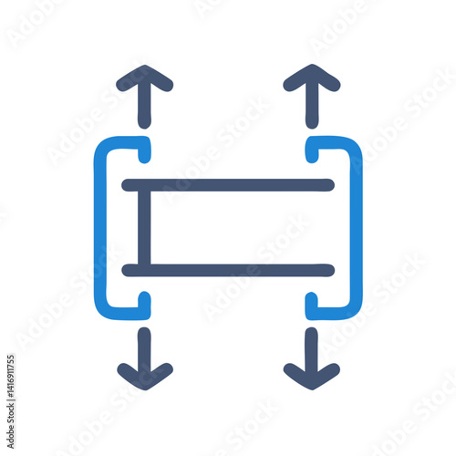 Stretching object icon on black background, vector illustration
