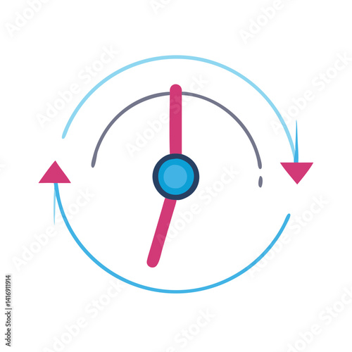 Clock face with arrows around the perimeter icon
