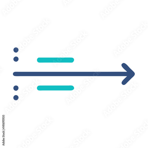 Data Flow Arrow with Dots and Horizontal Bars